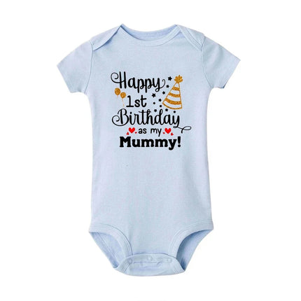 Happy 1st Birthday As My Mummy Baby Bodysuit – Short Sleeve  for Newborns & Toddlers