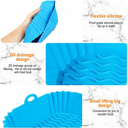 Silicone Air Fryer Pot Tray Food Safe Reusable Square