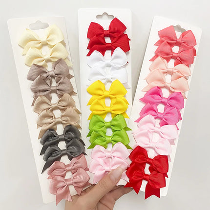Kids Bow Hair Clips – 10PCS Cute Solid Color Hairgrips for Girls