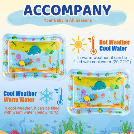 Baby Tummy Time Water Play Mat – Inflatable Sensory Activity Center