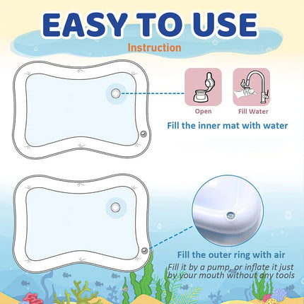 Baby Tummy Time Water Play Mat – Inflatable Sensory Activity Center