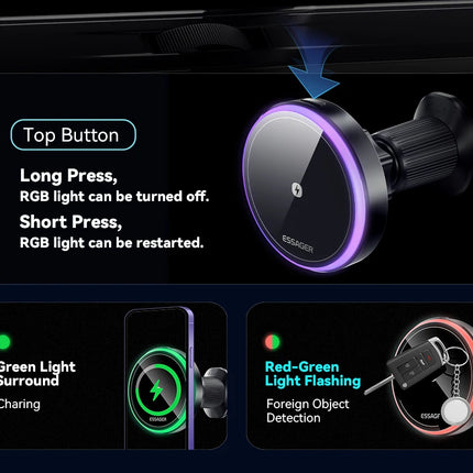 15W Magnetic Wireless Charging Car Holder