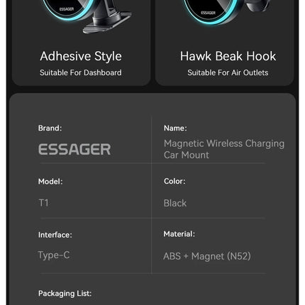 15W Magnetic Wireless Charging Car Holder