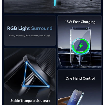 15W Magnetic Wireless Charging Car Holder